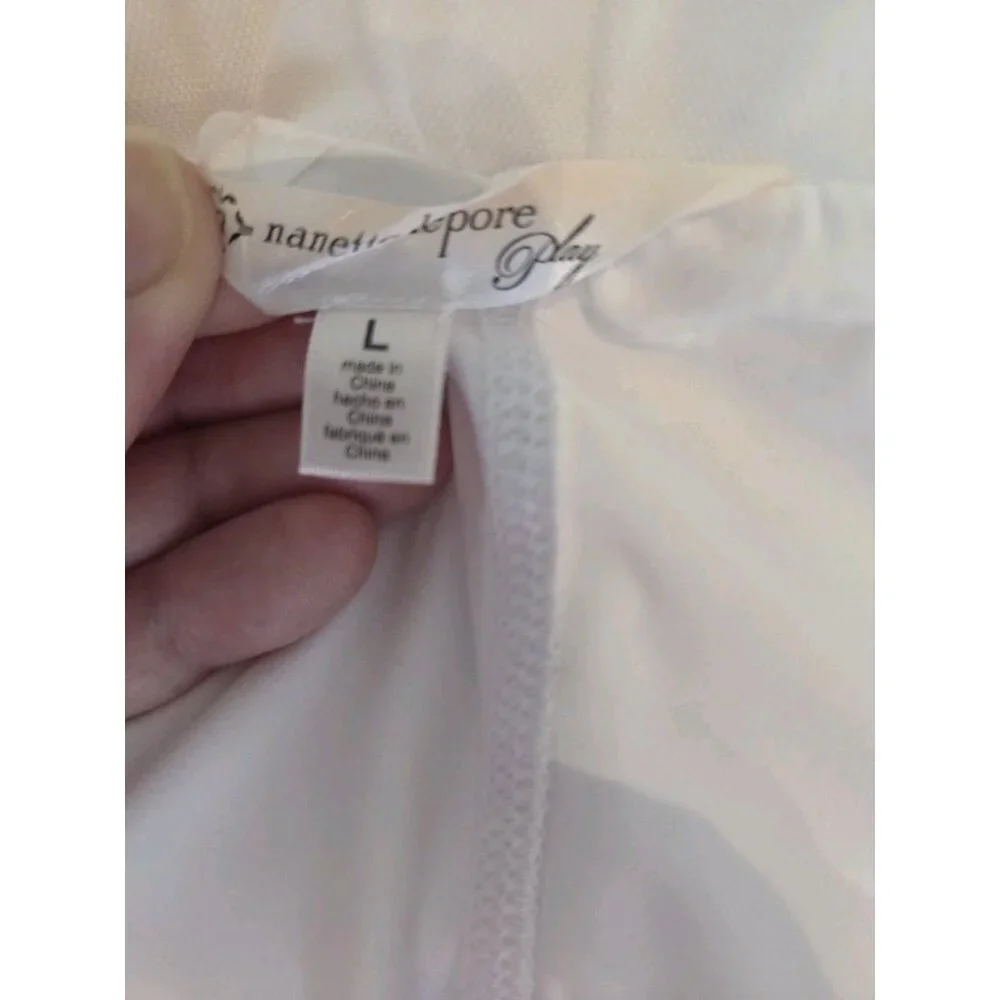 Nanette Lepore Play Tennis Golf Skorts White W Black Stripes Mini L/XL‎ NWT